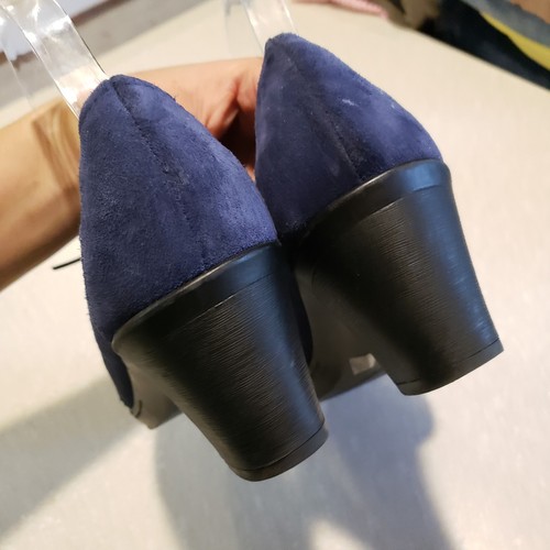 Clarks Bendables Zapatos Oxford Tacones Bloque Mujer 9.5M Azul Gamuza Cuero Con Cordones - Imagen 5 de 8