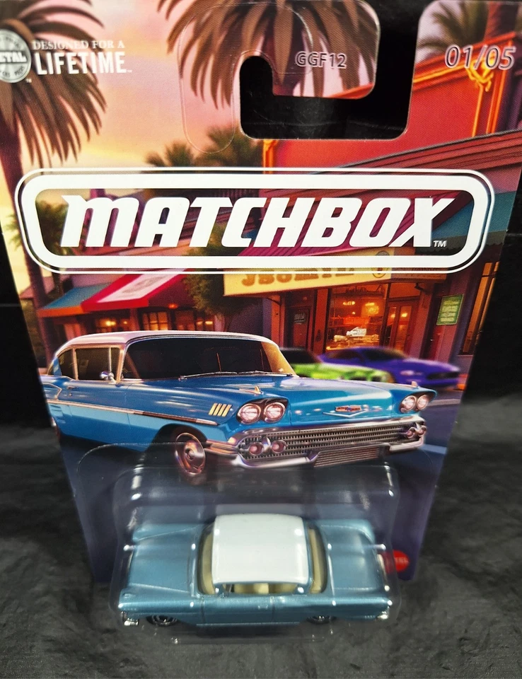 Chevrolet Impala 1958 Matchbox 2025 nuevo azul 1/5 envío gratuito Foto 3 de 4