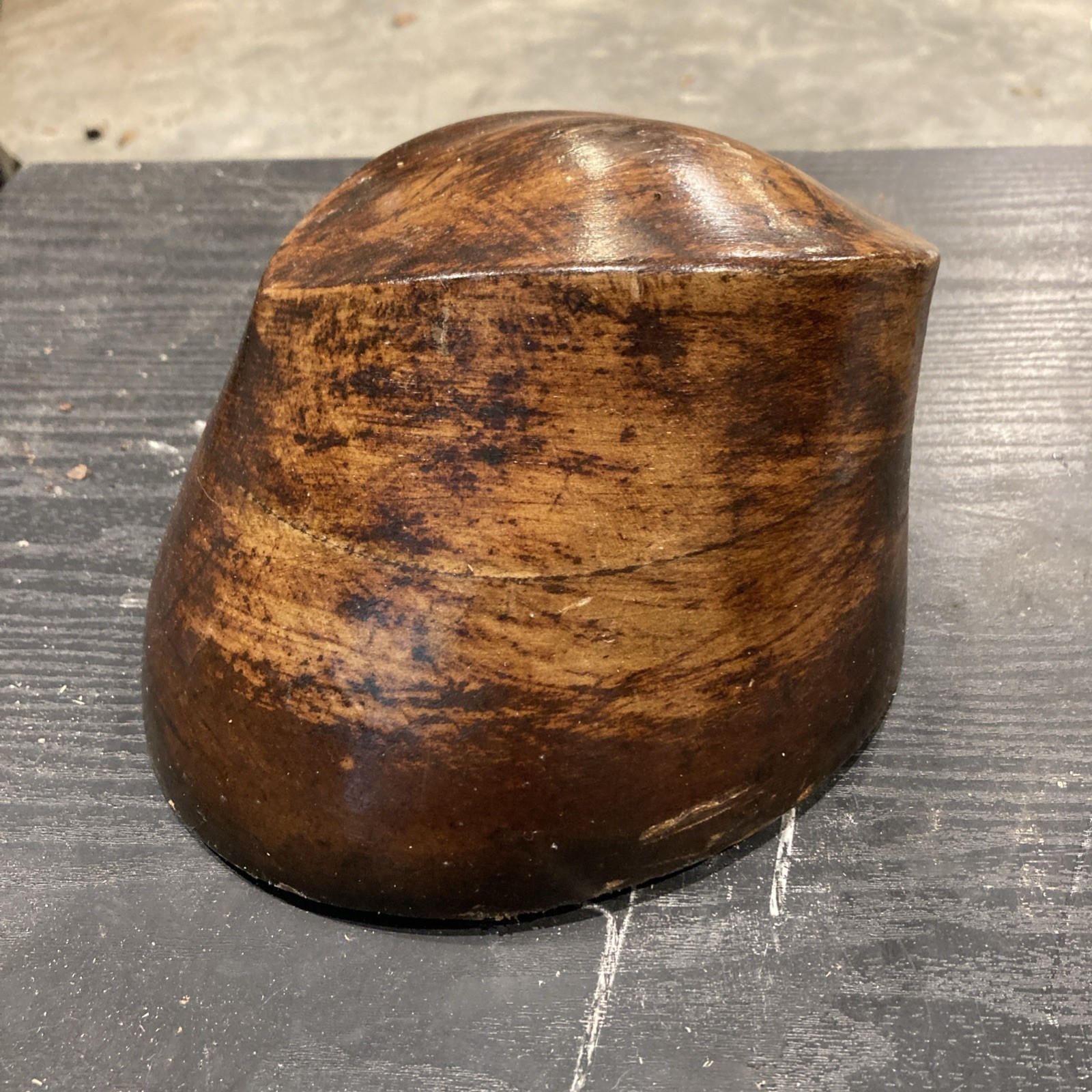 Antique Vintage Wooden Millinery Hat Block Mold Pointed Cap Polished Light Color