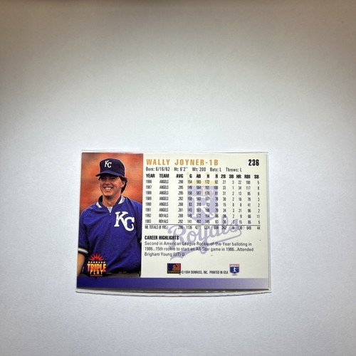 1994 Donruss Triple Play - Wally Joyner #236 - Picture 2 of 2