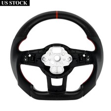 Carbon Fiber Flat Steering Wheel For Volkswagen Vw Mk7 Mk 7.5 Golf Gtir 2013-20