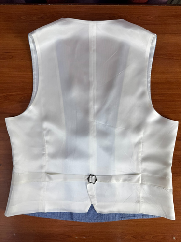 SuitSupply Ferrara DB Waistcoat Vest Wool silk linen Blue V-Neck US Size 42R - Picture 12 of 19