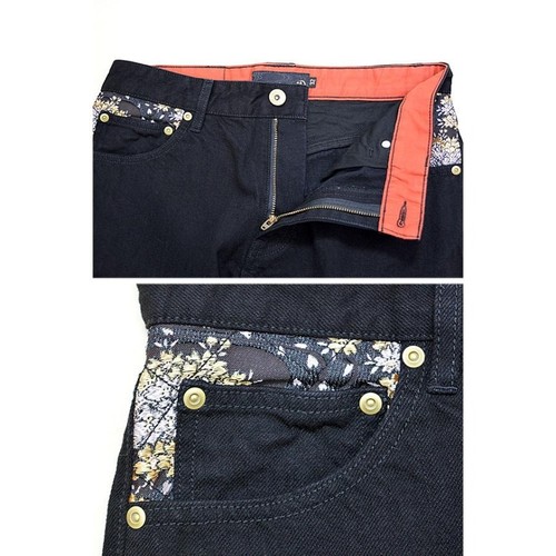 NEW Karakuri Tamashii Denim Jeans Pants Embroidered Dragon Black Size 40 - Picture 2 of 4