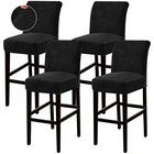  Bar Stool Covers Pack Bar Stool Covers with Backs Barstool 4 Velvet-black