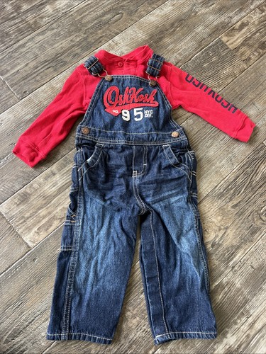 Osh Kosh B’gosh No 95 NYC Vestbak Latzhose Kleinkind Denim Druckknopf Größe 18 Monate
