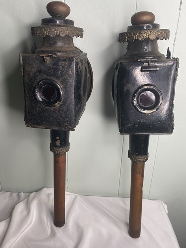 Antique Carriage Brass Coach Lights Signal Lantern 18th Century Pair - Bild 18 von 24