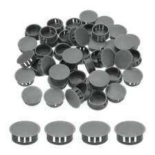 64Pcs 28mm Dark Grey Nylon Plastic Round Locking Hole Plugs Insert End Caps