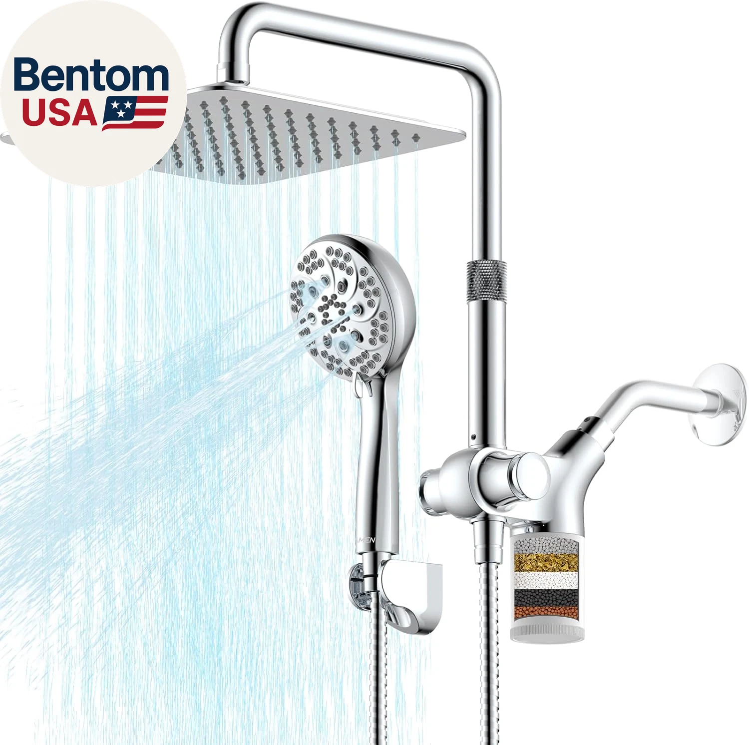 Upgraded Dual Shower Heads Combo, 10 Inch Filtered Shower Head with Handheld, 3-