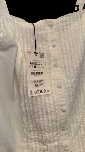 Zara Plissee unten Button Down Akzent Mini Sommerkleid M. Neu mit Etikett - Bild 9 von 10