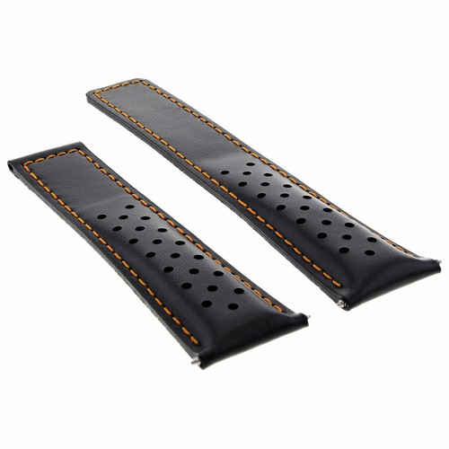 20/16MM LEATHER WATCH BAND STRAP FOR TAG HEUER MONZA WATCH PERFORATED BLACK OS - 第 3/5 張圖片