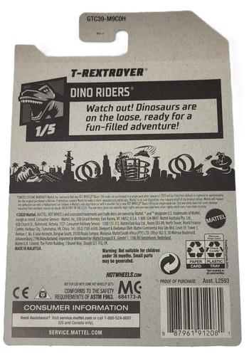 Hot Wheels 2021 Dino Riders • T-Rextroyer • Light Green 1:64 Diecast Car - Picture 2 of 2