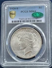 1926-S Peace Silver $1 Dollar PCGS MS64 CAC Gold Shield Light Toning