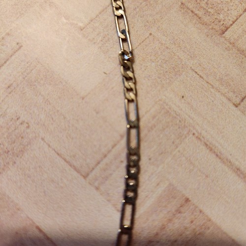 24K GB Gold gebundene Figarokette Glieder Halskette Unisex 15" lang - Bild 2 von 3