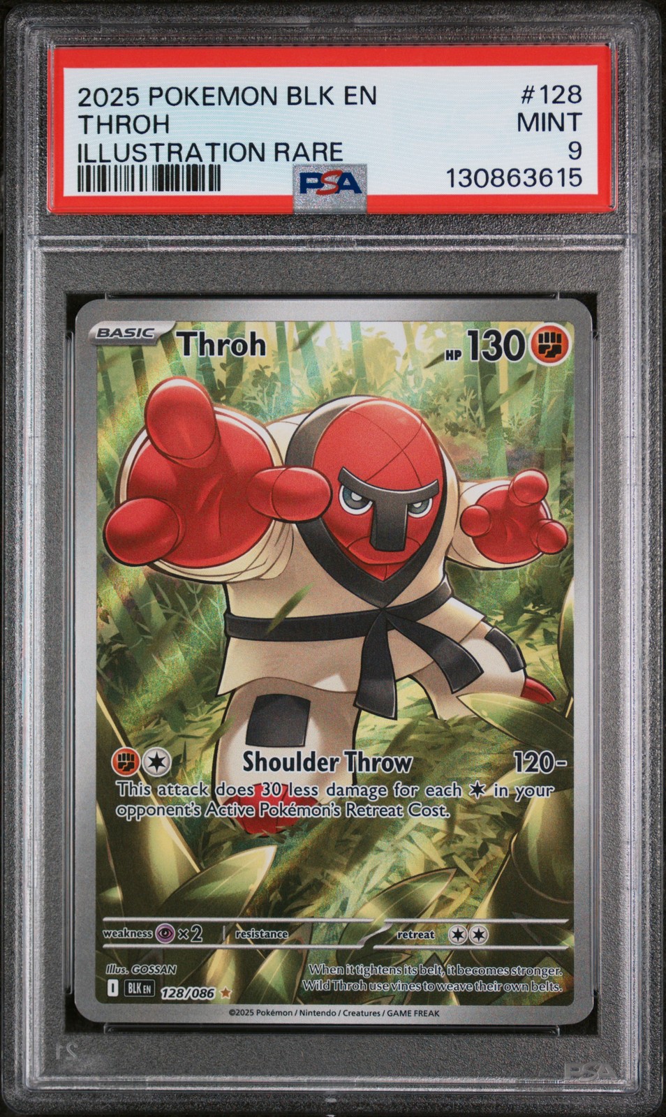 2025 POKEMON BLK EN-BLACK BOLT ILLUSTRATION RARE #128 THROH PSA 9