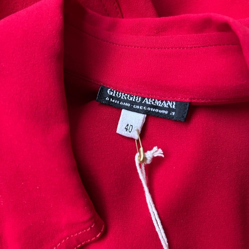 Sexy Y2K Era Giorgio Armani Silk Cherry Red Blouse sz 40 S 4 6 8 - Picture 2 of 16