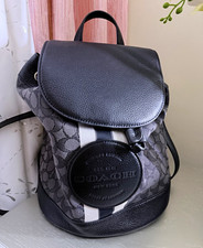 Coach Black/Gray Signature Logo Backpack Zip ...