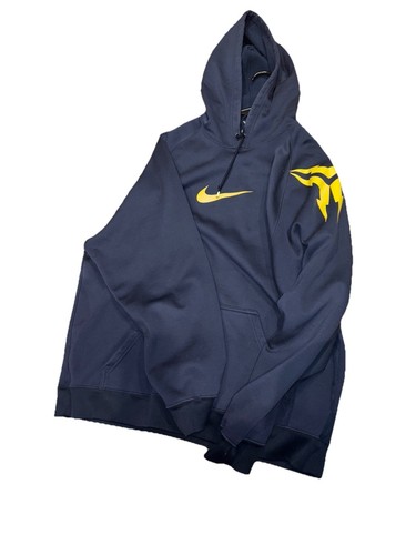 Nike Hoodie Men L Navy Blue /Yellow THERMA-FIT Pullover - Picture 2 of 6
