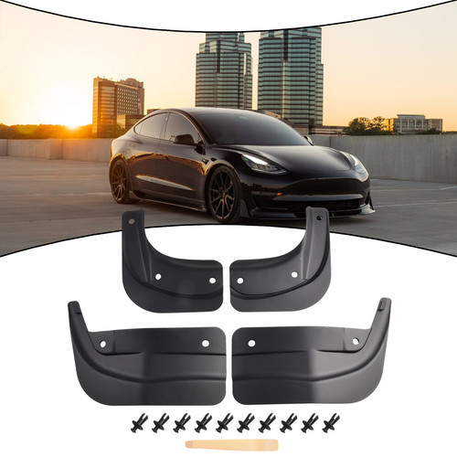 Shield Your For Tesla Model 3 2024 from Dirt with TPE Mud Flaps 4PCS Pack - Picture 1 of 24