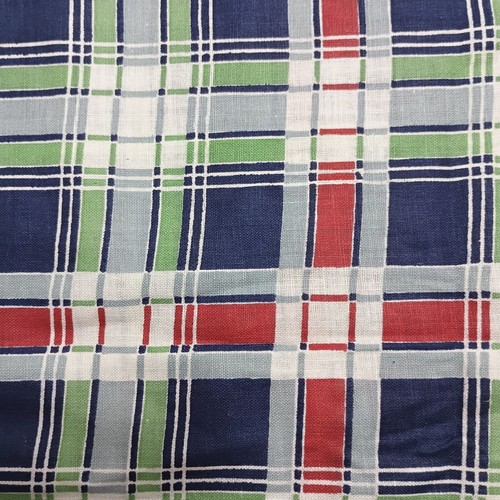 Vintage Plaid Cotton Fabric 2 Yds (72") long X 36" Wide Blue Red Green White - Picture 4 of 4