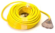 3 Prong Extension Power Cord Cable 100' L Yellow Heavy Duty Power Outlet