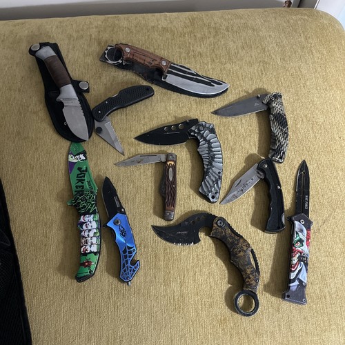 Lot of 11 Folding Knives -  Camillus, Joker, Tac Force, Mossy Oak, Hunter, more