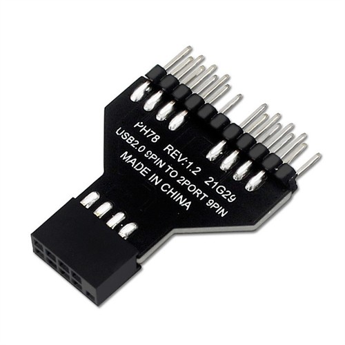 USB2.0 9Pin Header Splitter Mainboard 1 To 2 Extension Adapter USB HUB Connector - Afbeelding 2 van 11