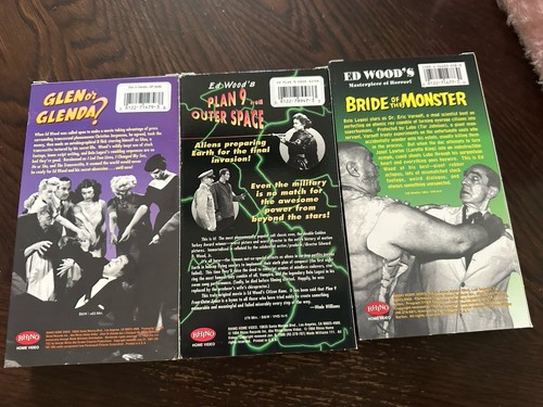 Rare Ed Wood Fuzzy Pink Box Set VHS 3 Plan 9 Glen Glenda Bride Monster Lugosi - Bild 4 von 5