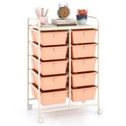 10-Drawer Storage Cart Utility Rolling Trolley Kitchen Organizer Skin Pink