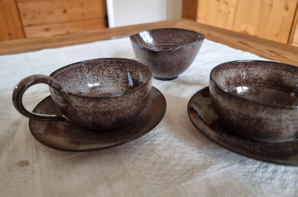 Feines rustikales Teeservice aus Keramik, Teeset, handgearbeitet, neuwertig - Bild 2 von 4