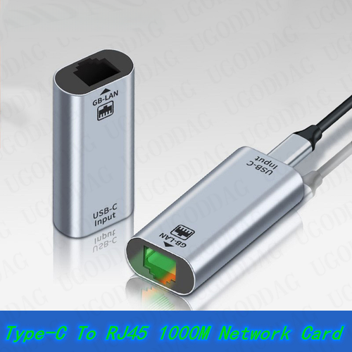 Type-C to RJ45 Female Connecter Gigabit 1000Mbps Ethernet LAN Network Adapter F - Afbeelding 5 van 17