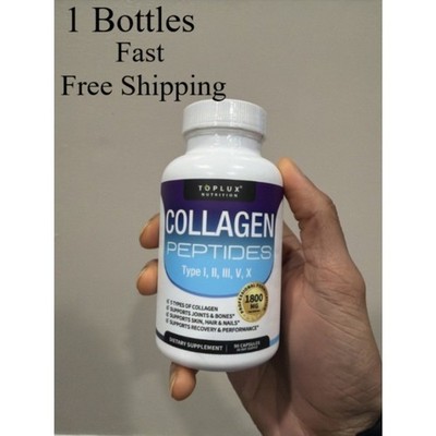 Toplux Nutrition Collagen Peptides Hair Skin Nails Joints Bones 90Ct-1-3 Bottles