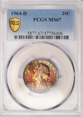 1964 D TONED Washington Quarter PCGS MS67 SEE VIDEO Monster Toning 25C