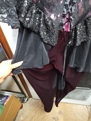 A Wish Come True Overtake Unitard Dance Costume Black Lace Burgundy Velvet XLA - Picture 13 of 19