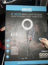 8" Selfie Ring Light Studio W/51" Extendable Tripod & Phone Holder NEW by Bower