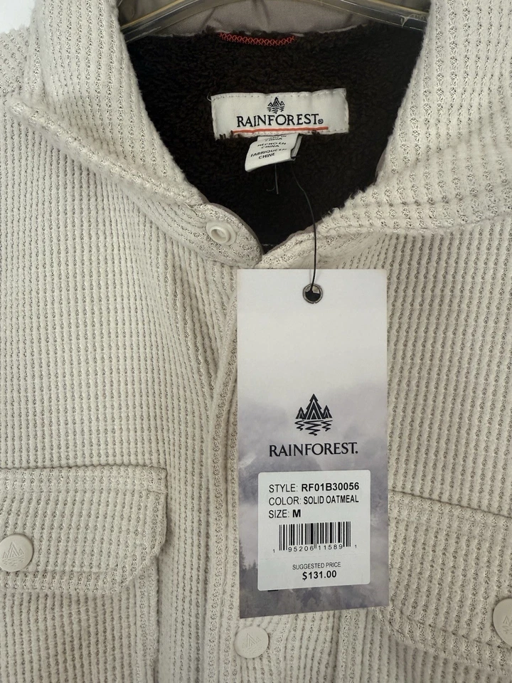 RAINFOREST Mens Sherpa Jacket  Colot Ivory Sz M  Cozy Warm New With Tag - Image 4 of 4