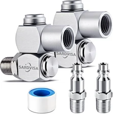 2-Packs 1/4" NPT 360 Degree Swivel Air Hose Connectors, Industrial Swivel... 