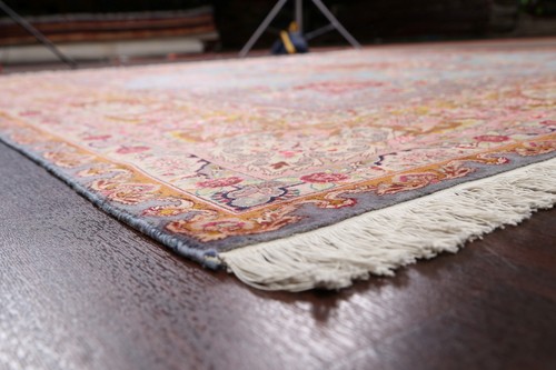 Hellblau Handgeknüpft Quadratisch Teppich Esszimmer Medaillon Klassisch Wollteppich 10x10 - Bild 8 von 16