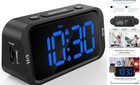 Digital Dual Alarm Clock for Bedroom, Easy to Set, 0-100% Black - Blue Led