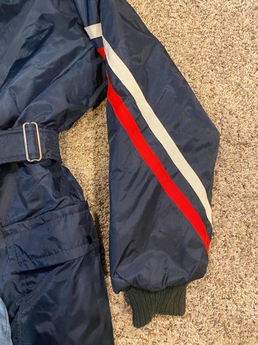 Vintage Red White Blue Stripe Insulated Zippers Snow Ski Suit - Adult L - Picture 13 of 15
