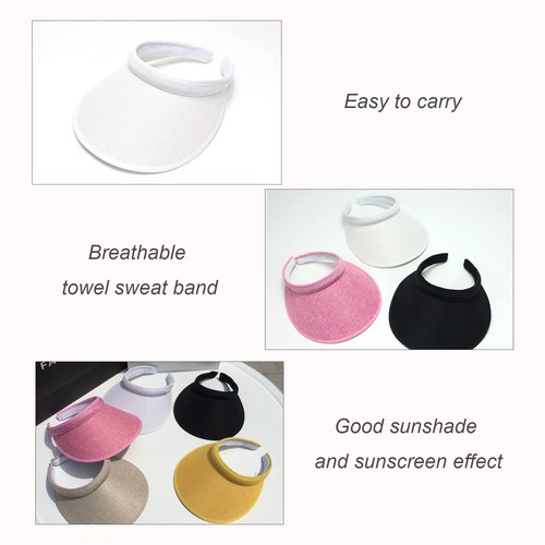 Cloth Covered Slip-On Visor for Women, Adjustable Cap Sports Sun Visors for M... - Picture 6 of 7