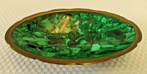 Malachite & Brass Vintage trinket dish.