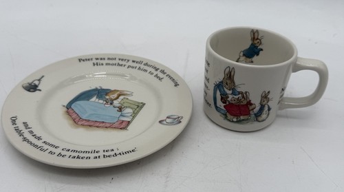 Wedgwood Of Eturia & Barlaston Peter Rabbit Beatrix Potter Cup & Plate England - Picture 2 of 15