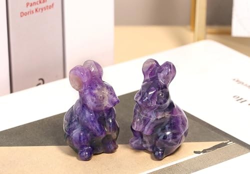 QINJIEJIE 2" Easter Decorations Amethyst Bunny Decor Crystals Rabbit Figurine - Picture 4 of 7
