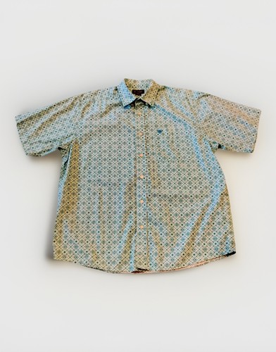 Ariat Button Down Mens XL Floral Geometric Classic Fit Short Sleeve Shirt Cowboy - Picture 2 of 8