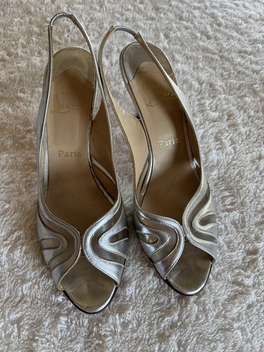 Christian Louboutin Silver Sling back 41