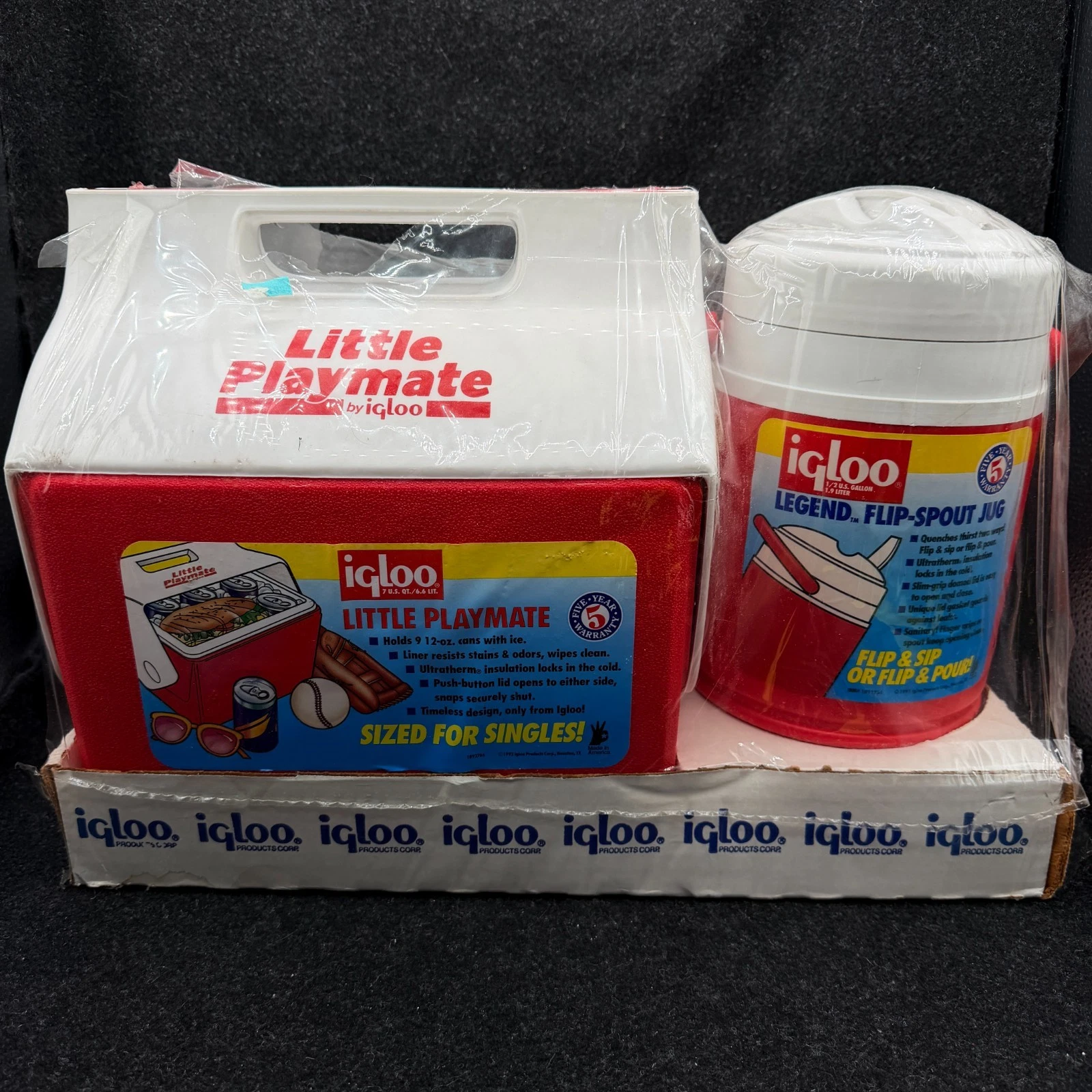Vintage 1992 Little Playmate by Igloo Cooler & Flip Spout Jug Combo Red