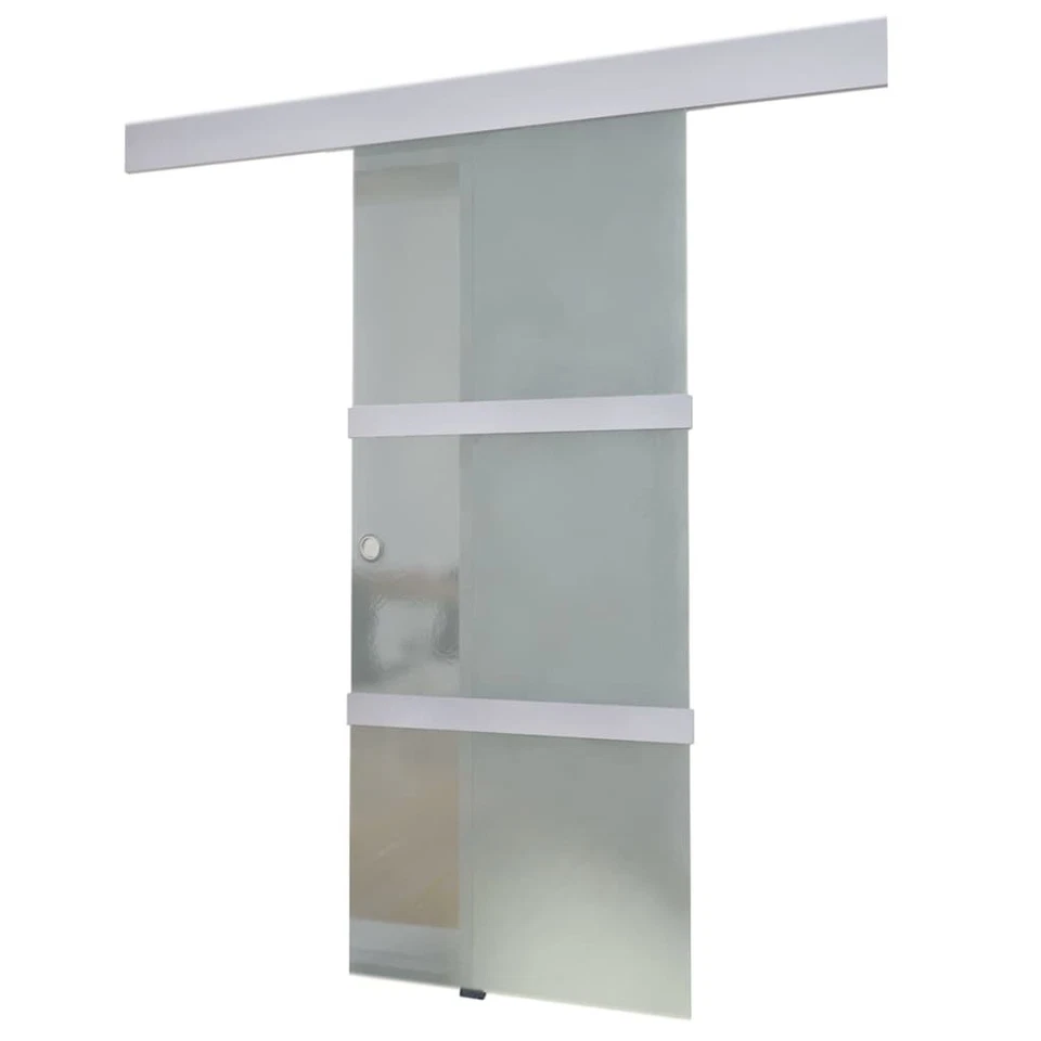 Porta Scorrevole in Vetro e Alluminio 178 cm Argento - Immagine 2 di 4