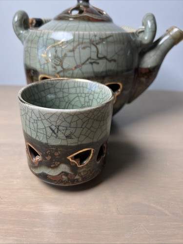 Vintage Otagiri Gold Pferd Somaware (OTASOM) grün Crackle Teekanne & 1 Tasse - Bild 15 von 15