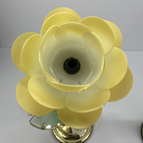 Juego de 2 Lámparas de Escritorio Flor de Loto Estilo MCM No Funciona Piezas Solo Se Vende Como Está - Imagen 9 de 16