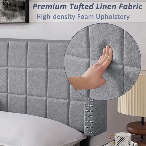 Headboard King Size, Linen Upholstered Headboards Only with Nailhead Trim Win... - Picture 2 of 7